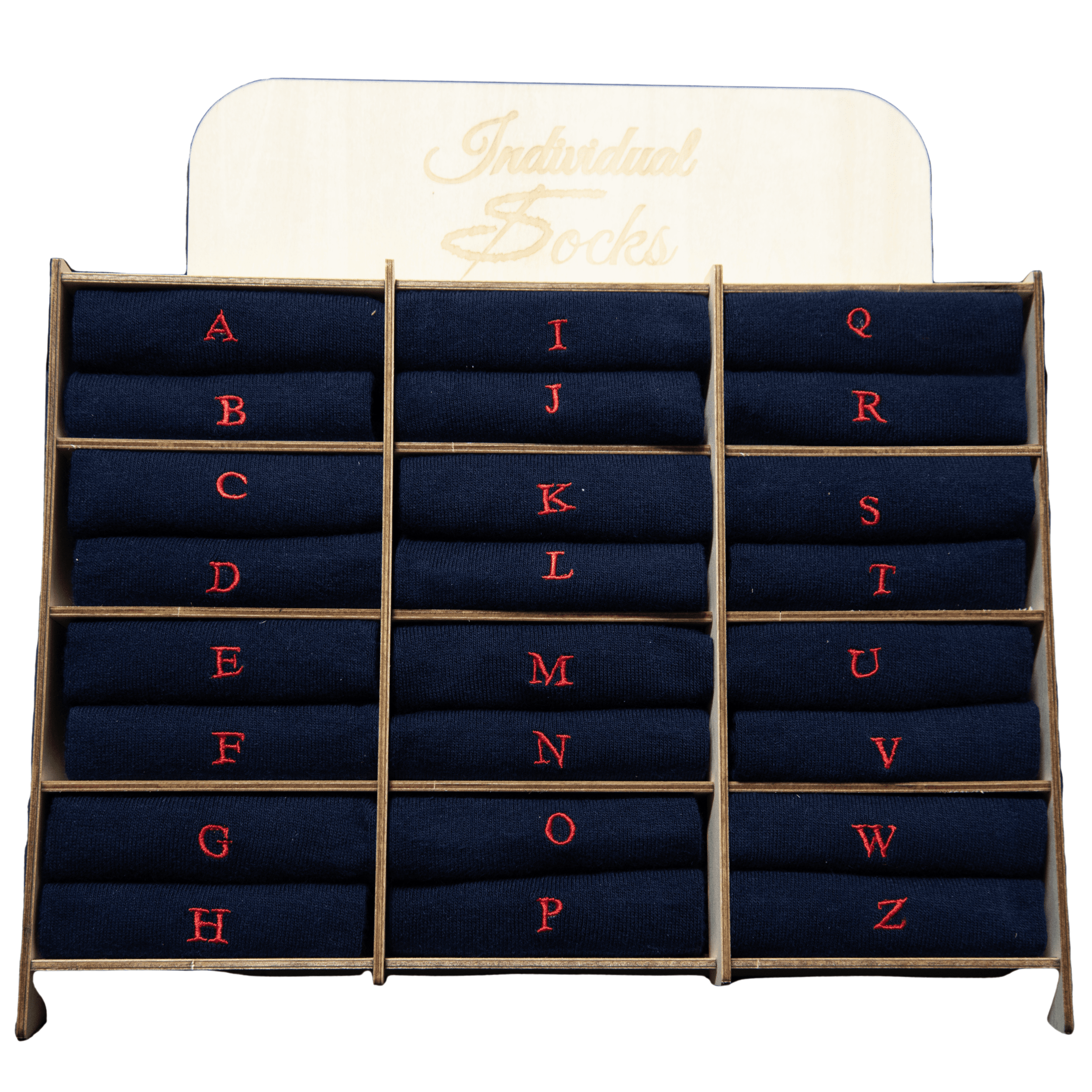 Calze Uomo Cashmere Blend | Grigio iniziali Ricamate Rosse | Lunghezza Ginocchio