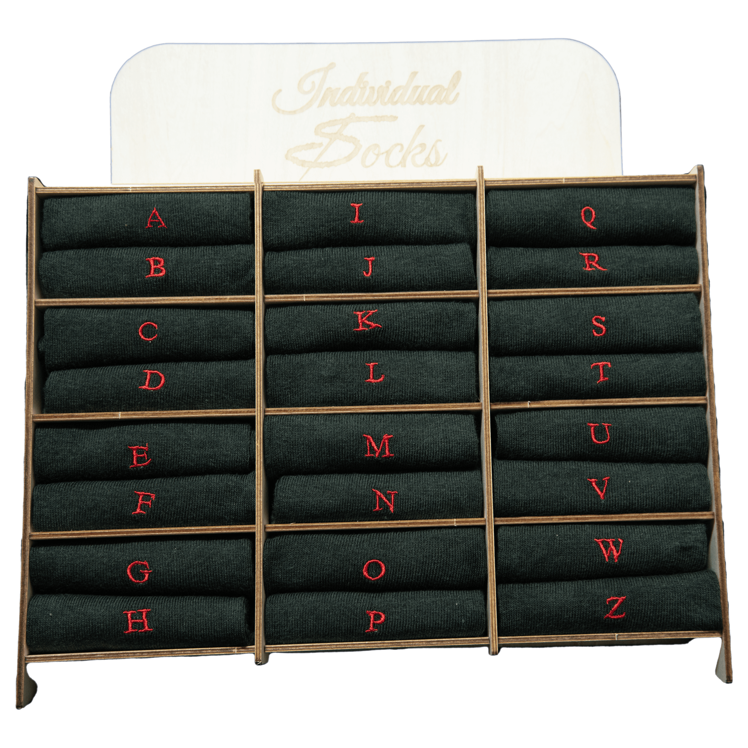 Chaussettes homme en coton extensible | Vertes avec initiales rouges brodées | Taille 40/45 | Longueur genou