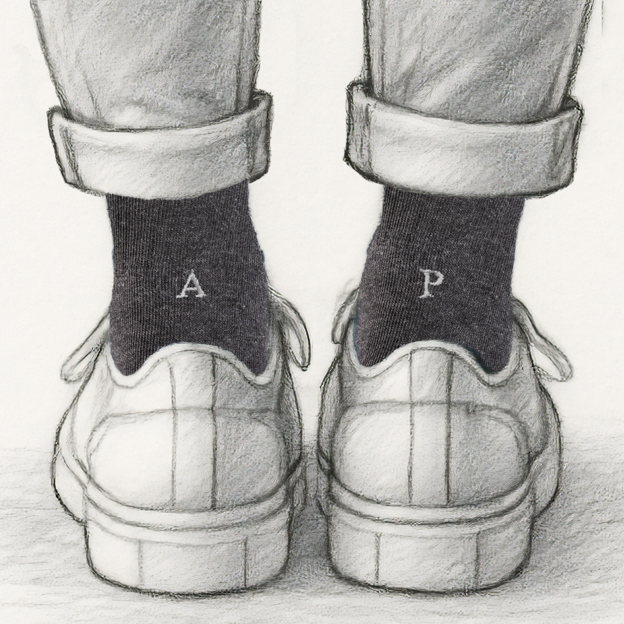 Chaussettes homme en coton extensible | Grises avec initiales brodées | Taille 40/45 | Longueur genou