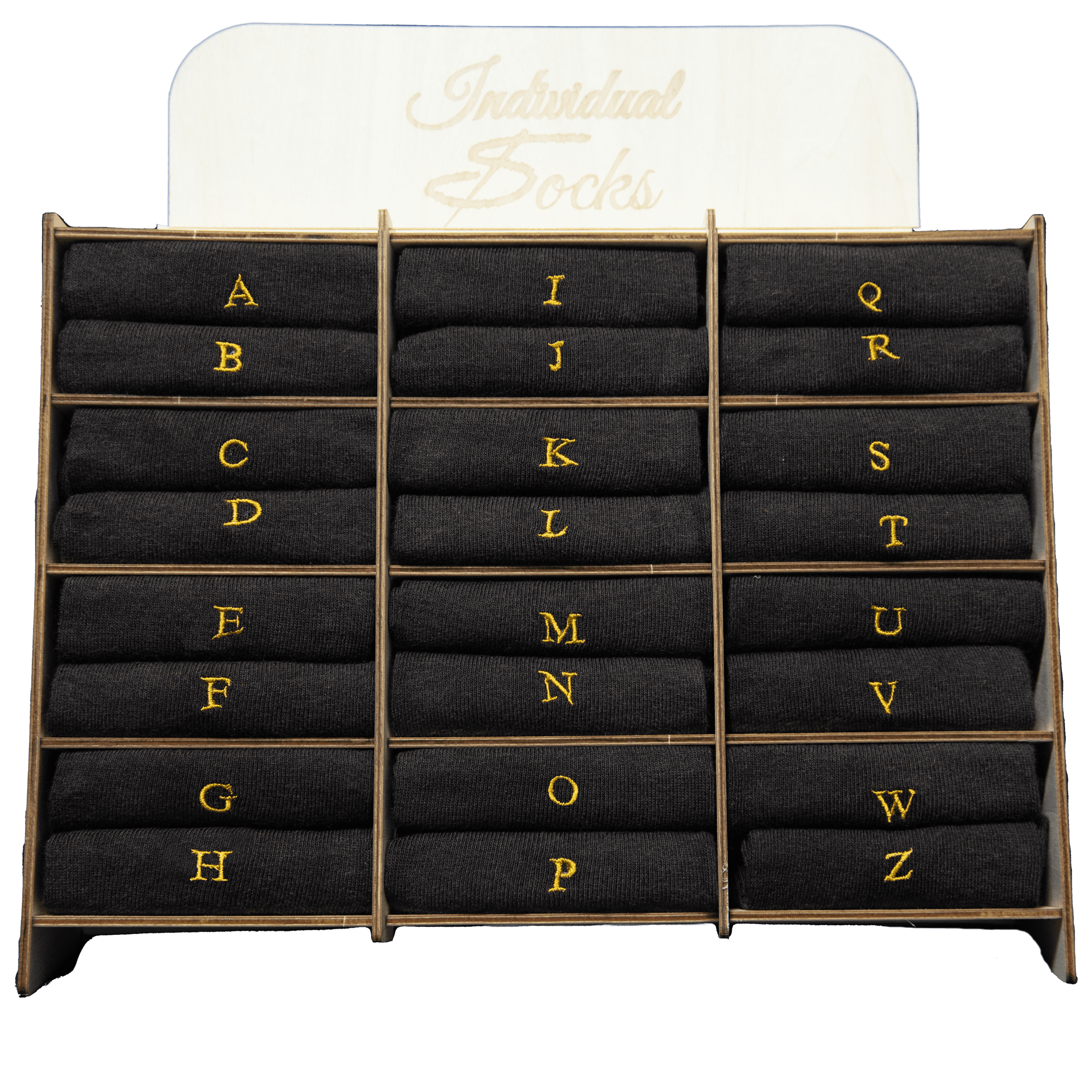 Chaussettes homme en coton extensible | Marron avec initiales brodées | Taille 40/45 | Longueur genou