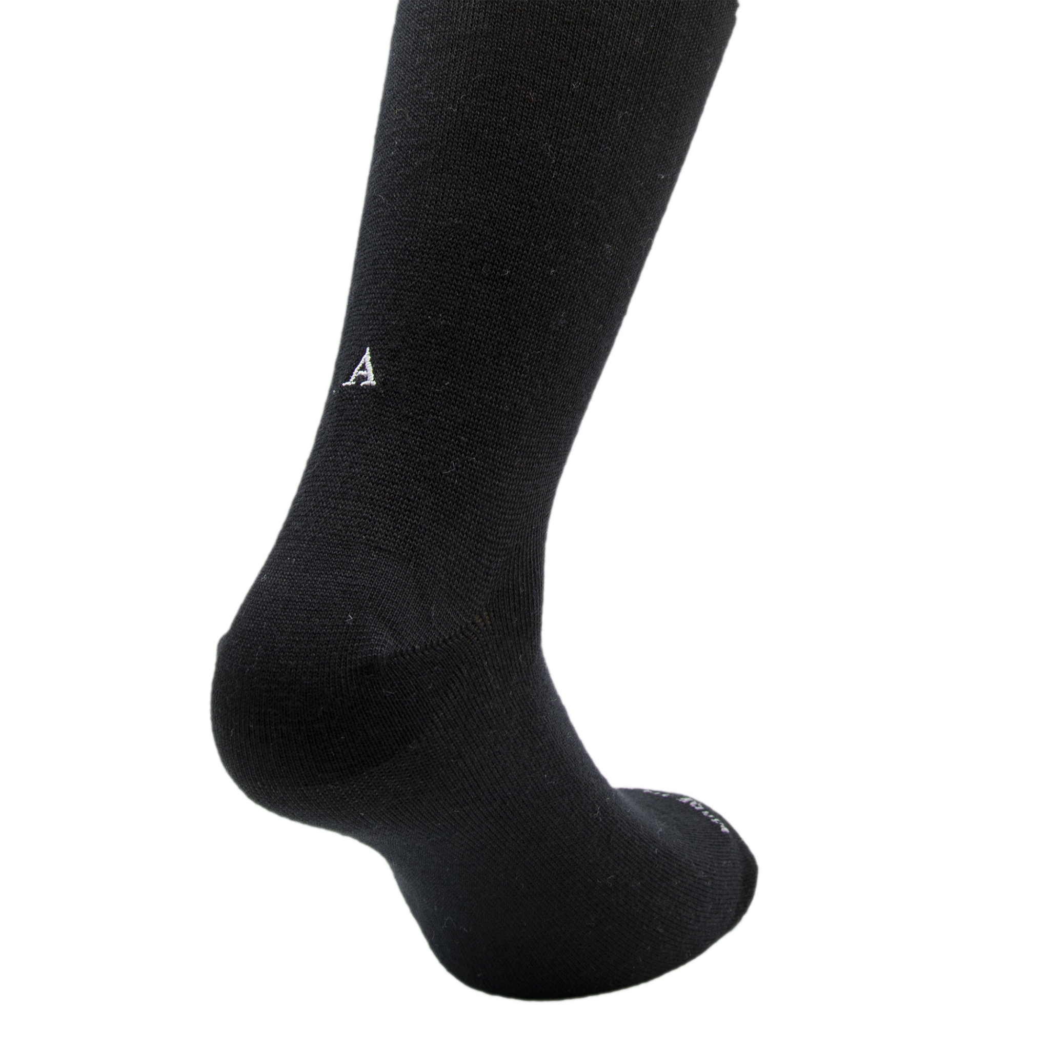 Chaussettes homme en coton extensible | Noires avec initiales brodées grises | Taille 40/45 | Longueur genou