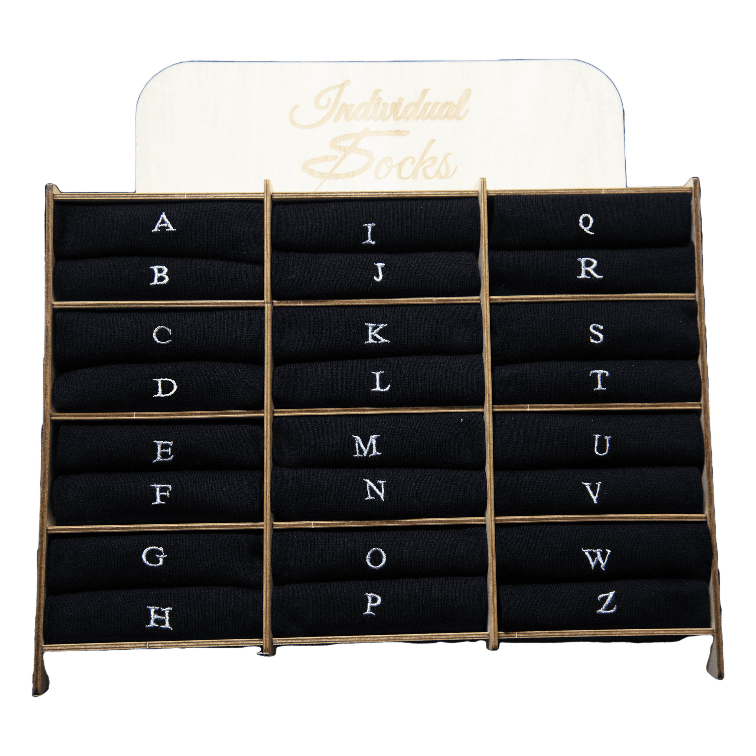 Chaussettes homme en coton extensible | Noires avec initiales brodées grises | Taille 40/45 | Longueur genou