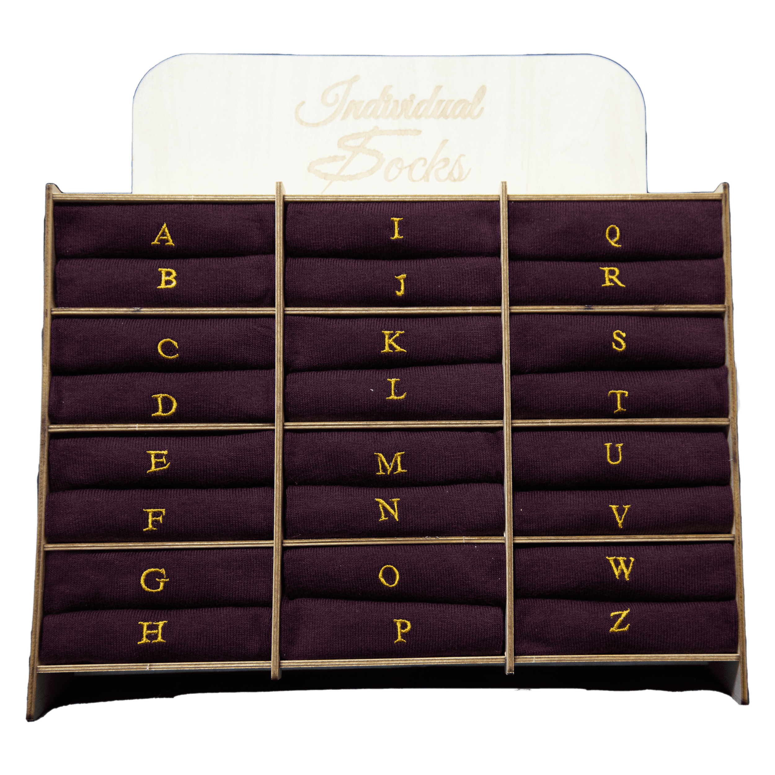 Chaussettes homme en coton extensible | Bordeaux avec initiales brodées et moutarde | Taille 40/45 | Longueur genou