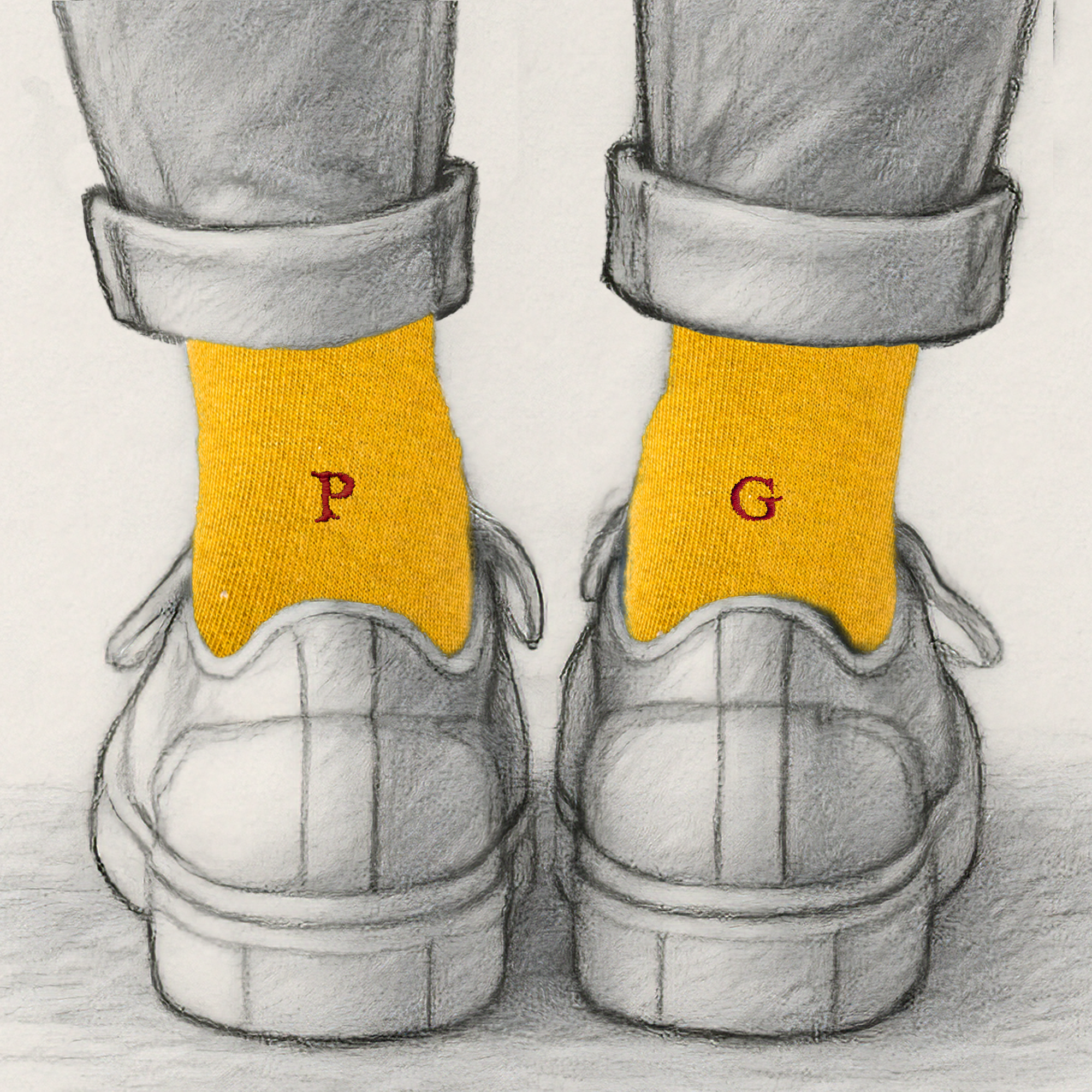 Chaussettes homme en coton extensible | Moutarde avec initiales brodées | Taille 40/45 | Longueur genou