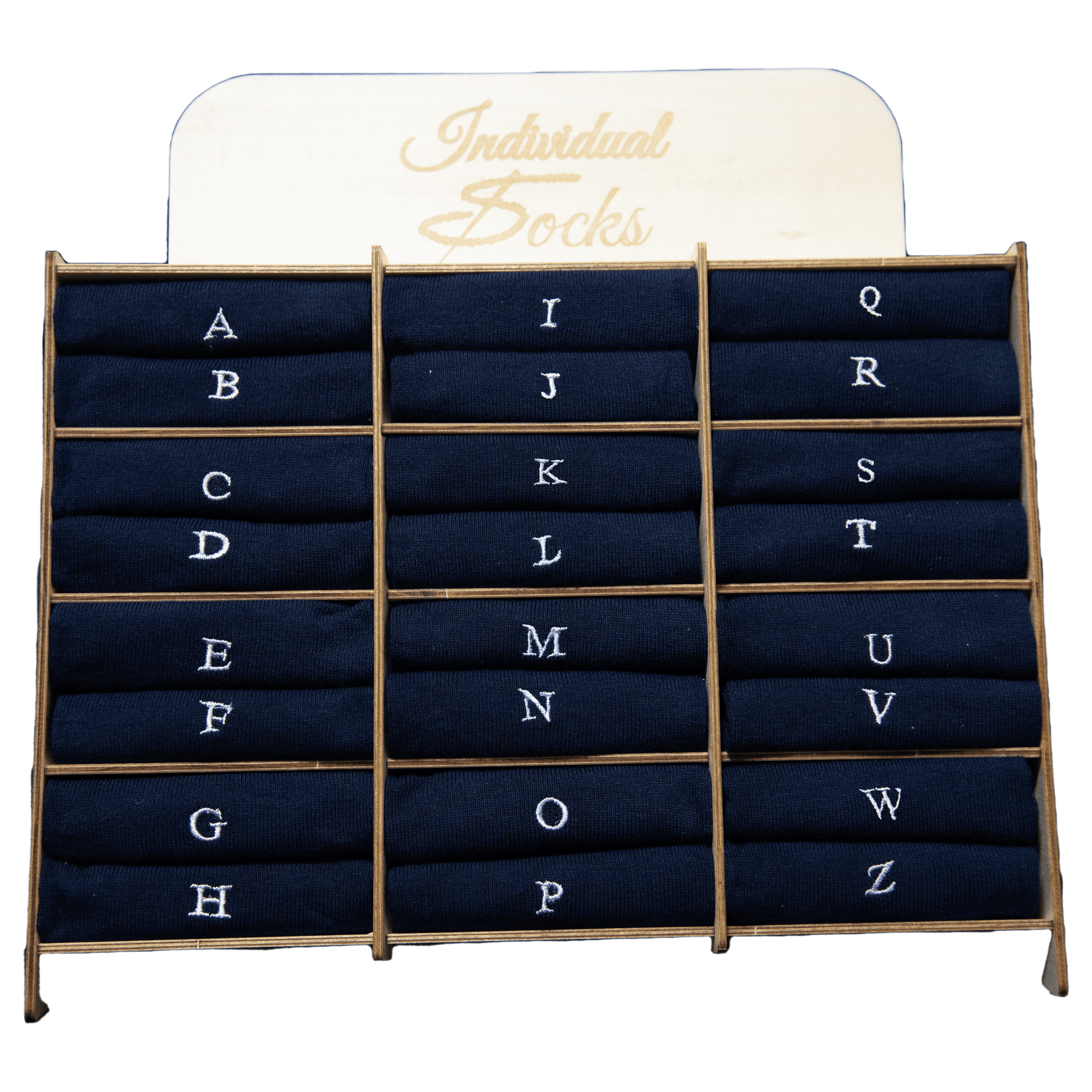 Chaussettes homme en coton extensible | Bleues avec initiales brodées grises | Taille 40/45 | Longueur genou