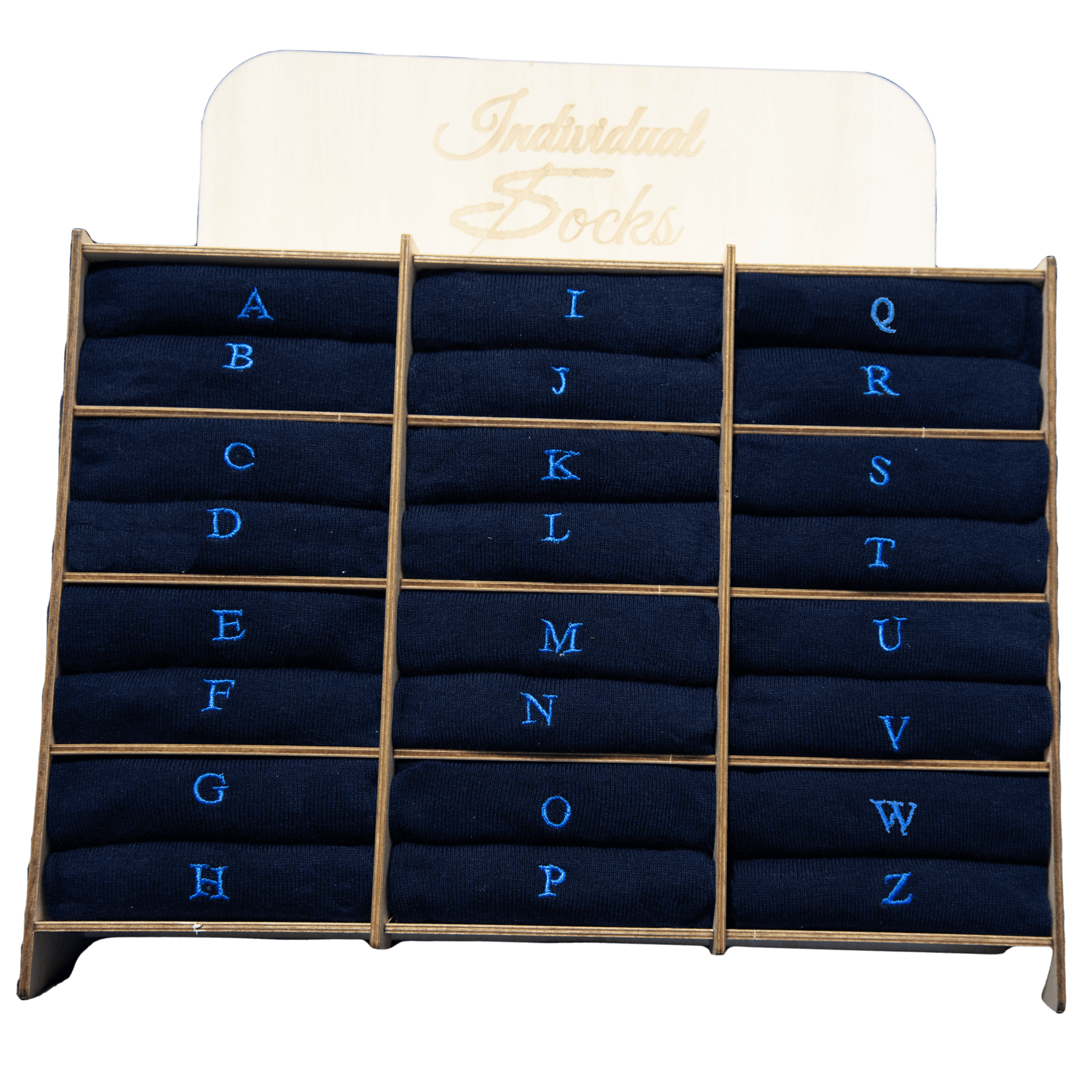 Calze Uomo Cashmere Merino Extrafine | Blu iniziali ricamate Royal | Lunghezza Ginocchio