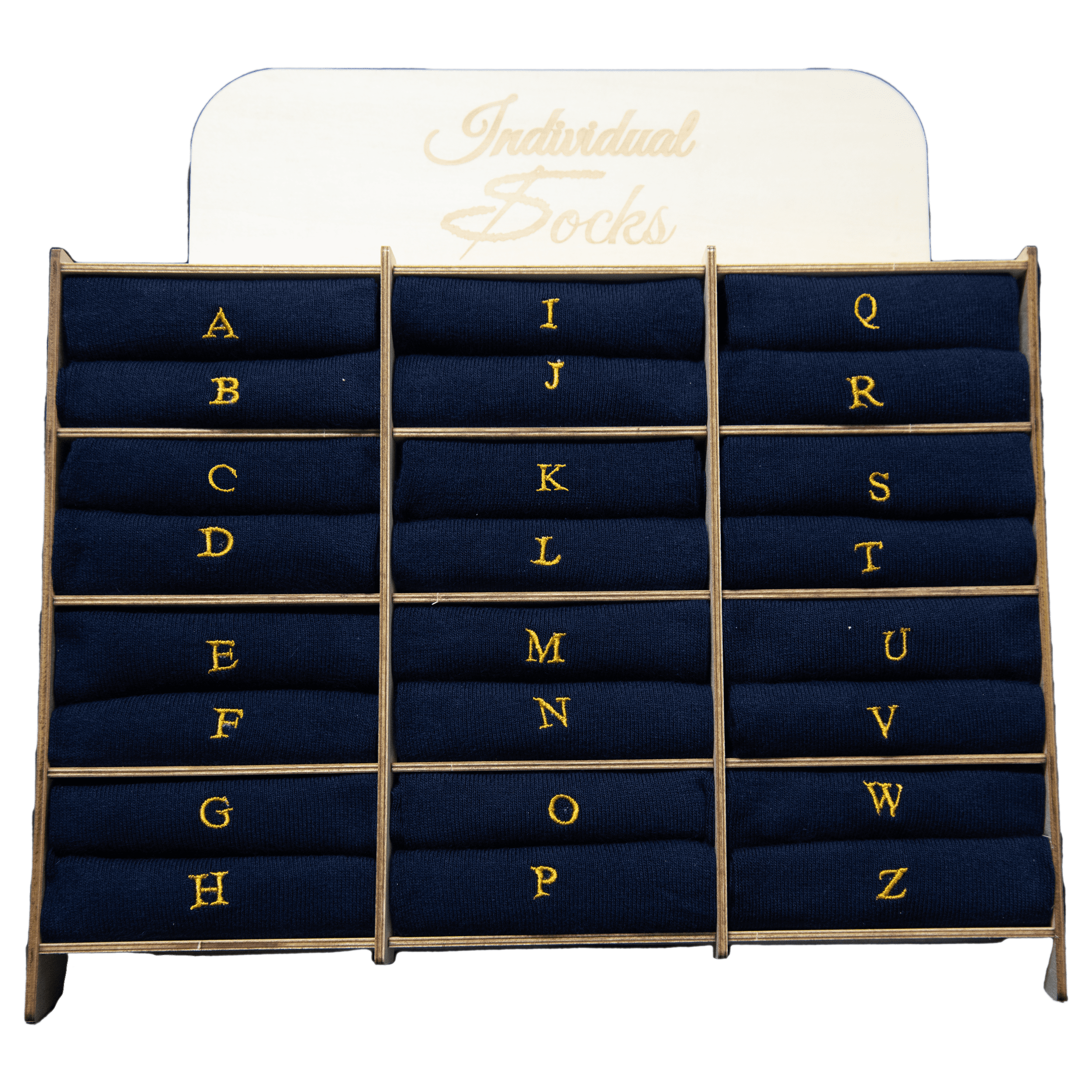 Chaussettes homme en coton extensible | Bleues avec initiales brodées et moutarde | Taille 40/45 | Longueur genou