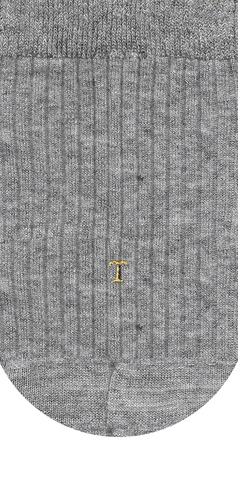 Chaussettes femme en viscose lurex | Grises avec initiales brodées dorées | Taille 36/39 | Longueur cheville