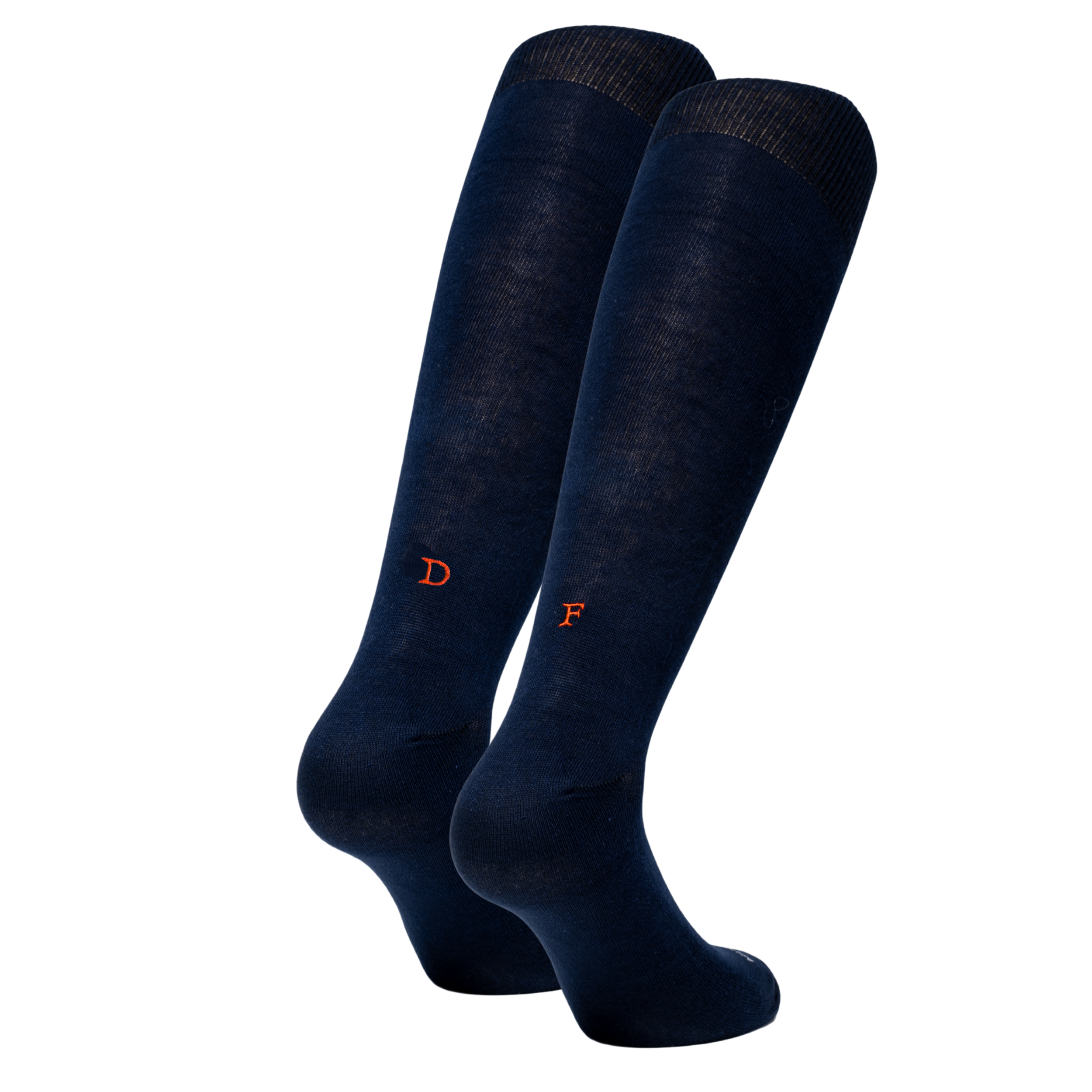 Chaussettes extensibles en laine écossaise pour homme | Bleues avec initiales rouges brodées | Taille 40/45 | Longueur genou