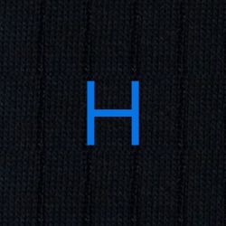 Men's Blue Socks with Grey Initials - Extra fine Cashmere Blend - Size 43/45 - 172
