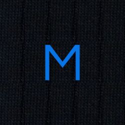 Men's Blue Socks with Grey Initials - Extra fine Cashmere Blend - Size 43/45 - 172