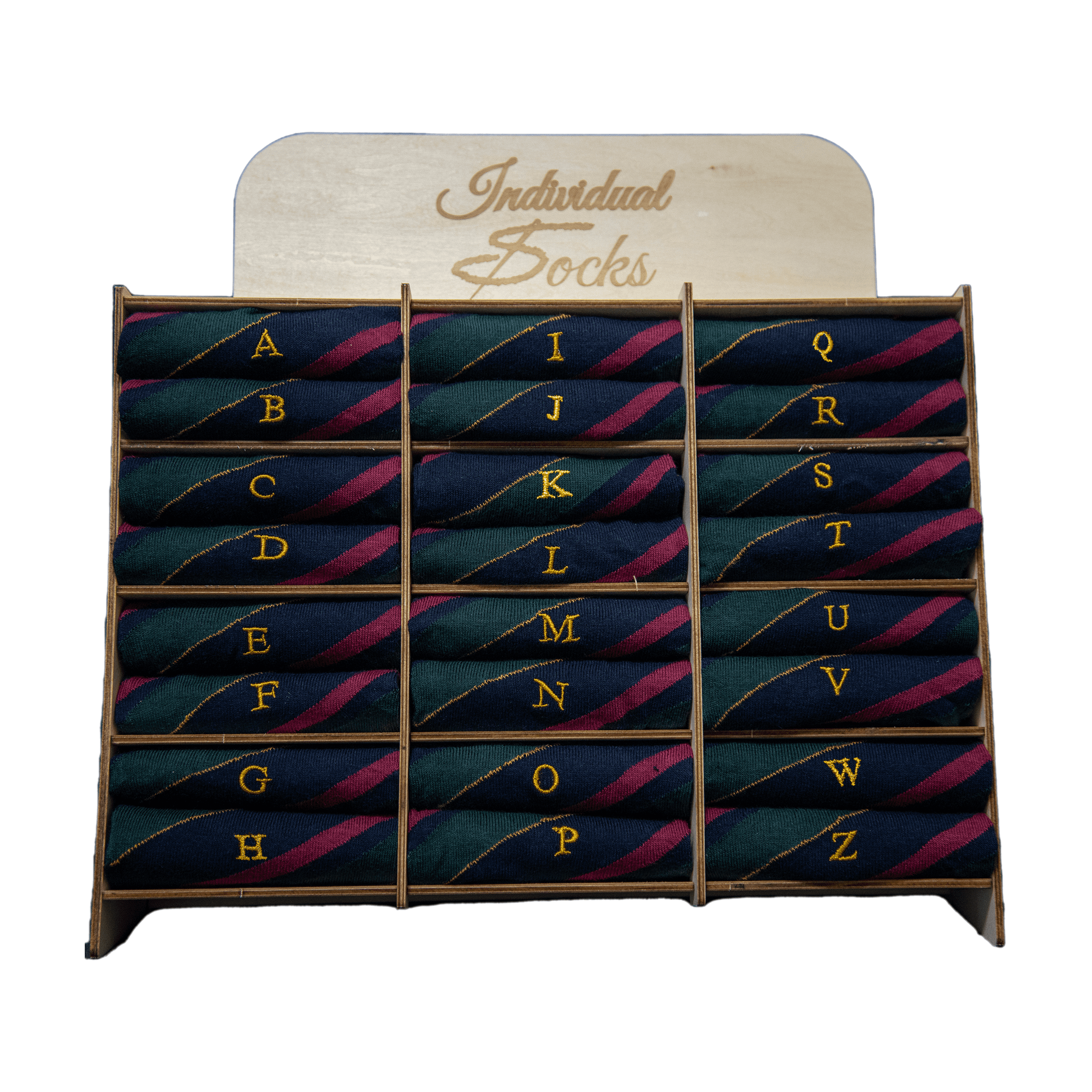 Chaussettes en coton extensible pour homme | Initiales brodées régimentaires moutarde | Taille 40/45 | Longueur genou