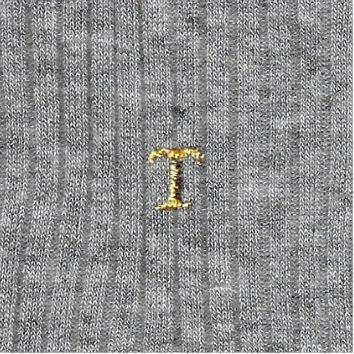Chaussettes femme en viscose lurex | Grises avec initiales brodées dorées | Taille 36/39 | Longueur cheville