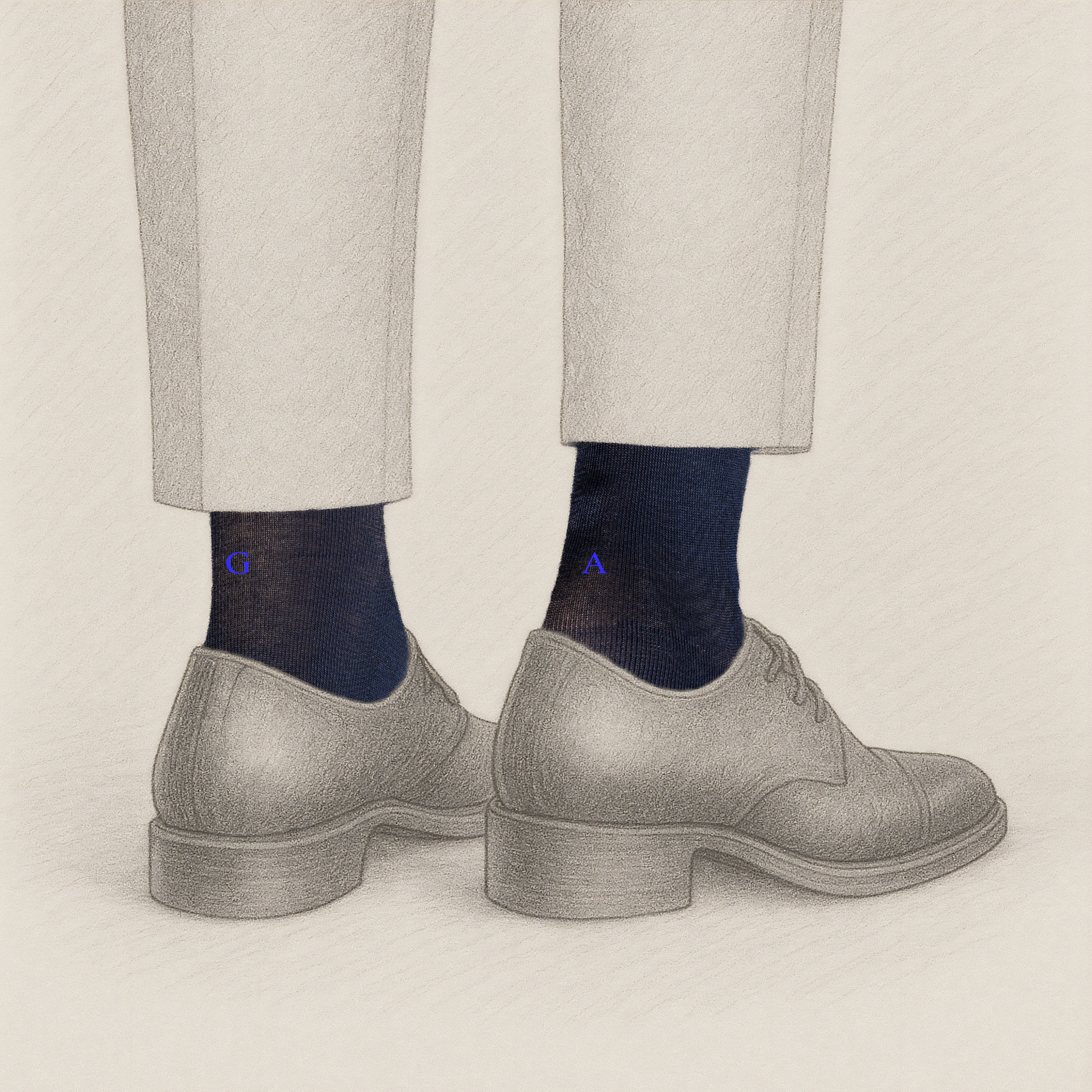 Calze Uomo Filo Scozia Stretch | Blu Iniziali Ricamate Royal | Taglia 40/45 | Lunghezza Ginocchio