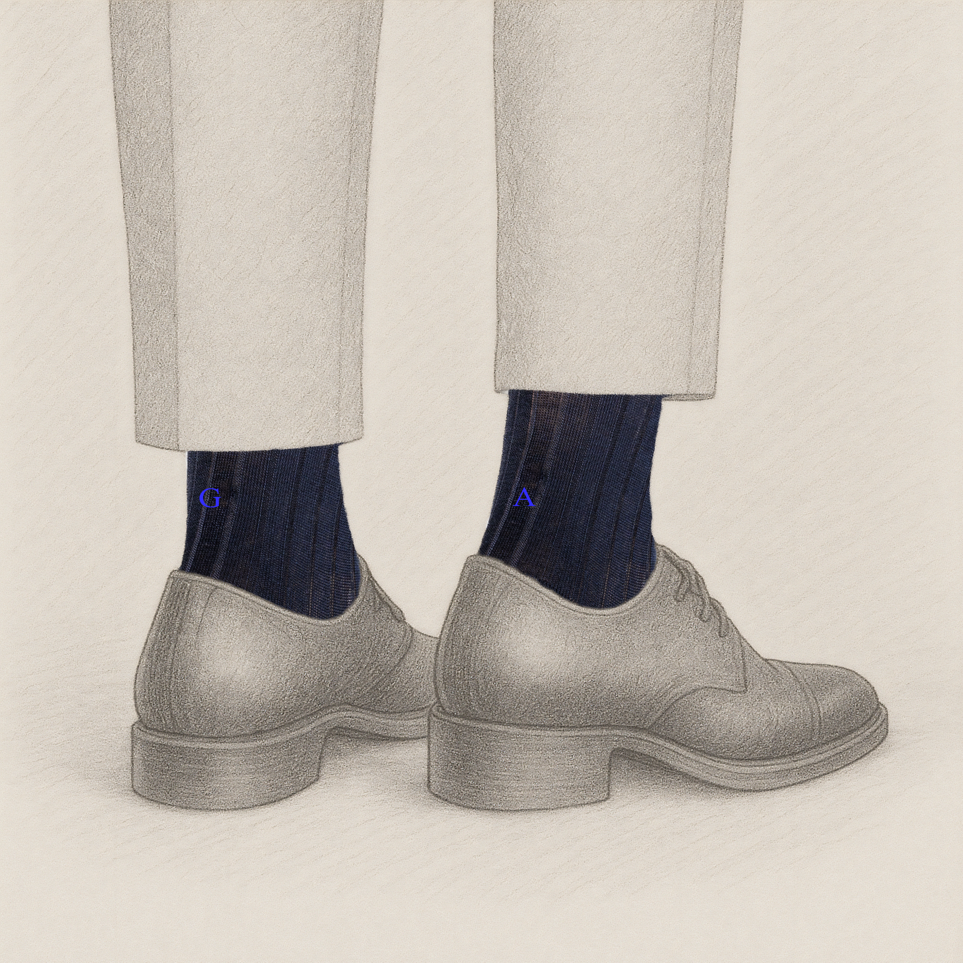 Calze Uomo Filo Scozia Stretch a Coste | Blu Iniziali Ricamate Royal | Taglia 40/45 | Lunghezza Ginocchio