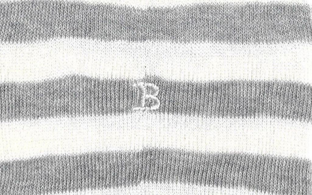 calza donna riga alta latte - grigio melange cotone organico personalizzata iniziali ricamate lettera B B_605A