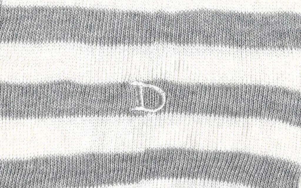 calza donna riga alta latte - grigio melange cotone organico personalizzata iniziali ricamate lettera D D_605A