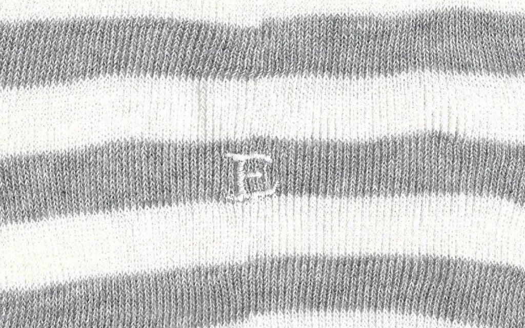 calza donna riga alta latte - grigio melange cotone organico personalizzata iniziali ricamate lettera E E_605A