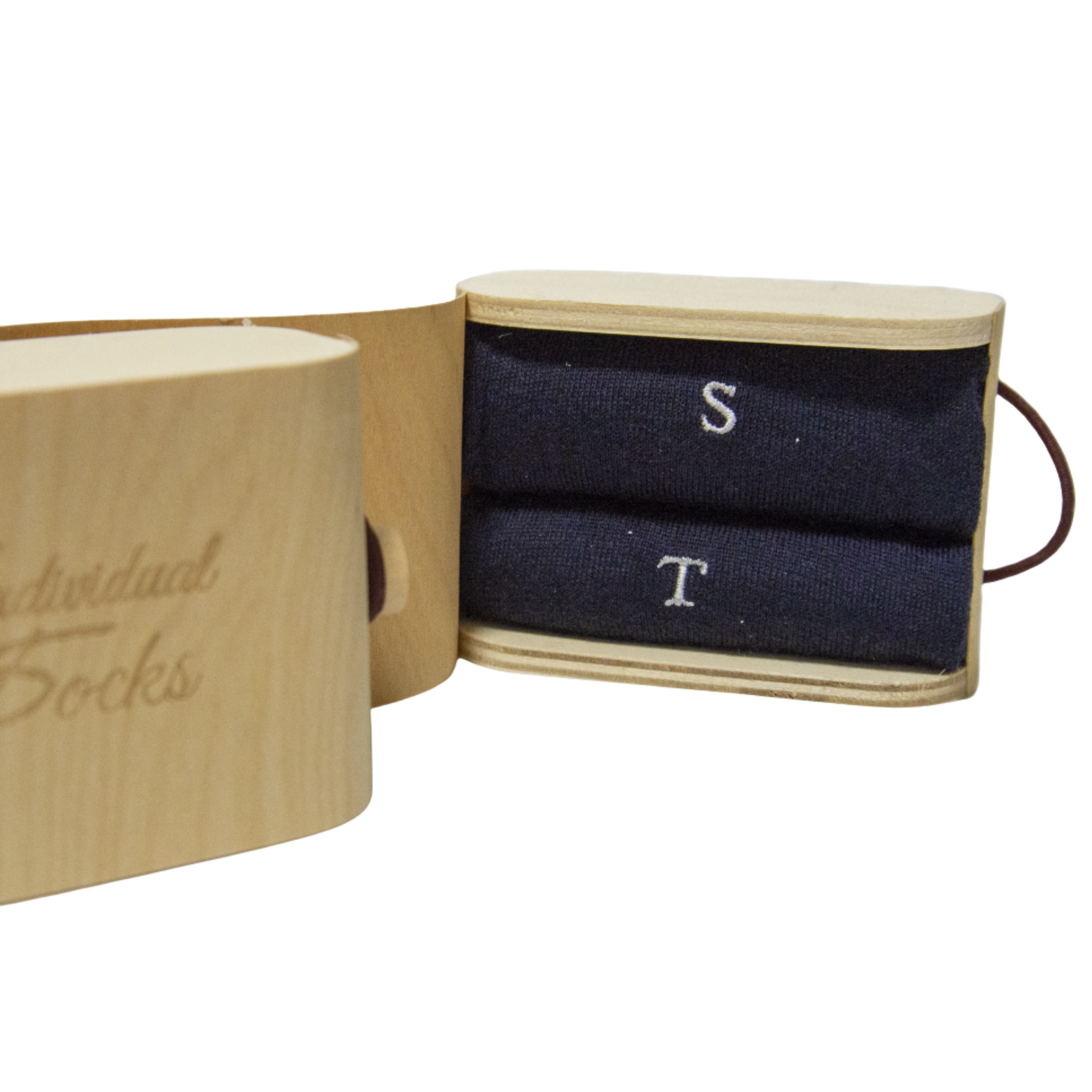 Calze Uomo Cashmere Merino Extrafine | Blu iniziali ricamate Royal | Lunghezza Ginocchio