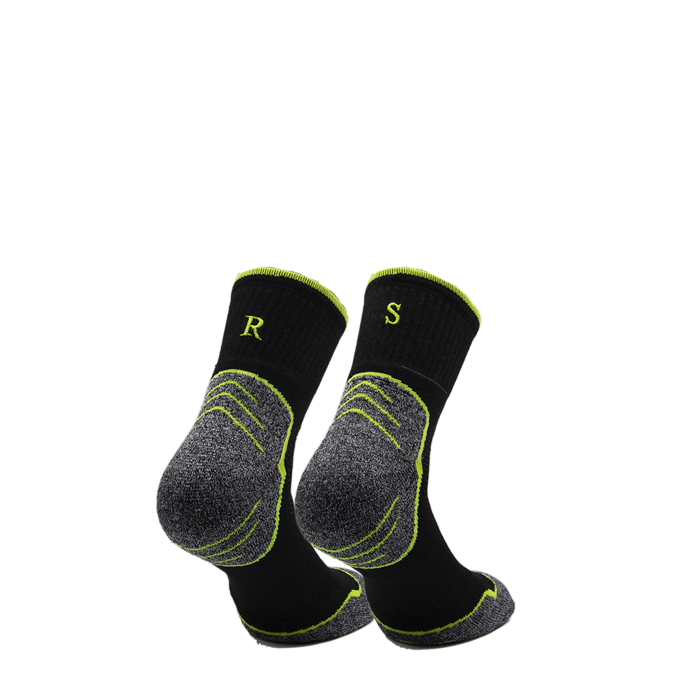 Calcetines deportivos para hombre | Negros con iniciales bordadas fluorescentes | Talla 41/45 | Largo hasta el tobillo