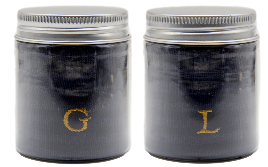 Chaussettes homme en coton extensible | Rayures bleu denim avec initiales brodées | Taille 40/45 | Longueur genou