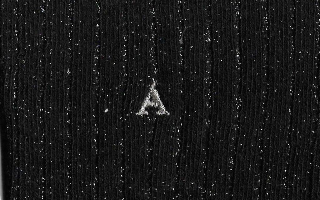 calza donna nera cotone costa lurex iniziali ricamate lettera A A_609A