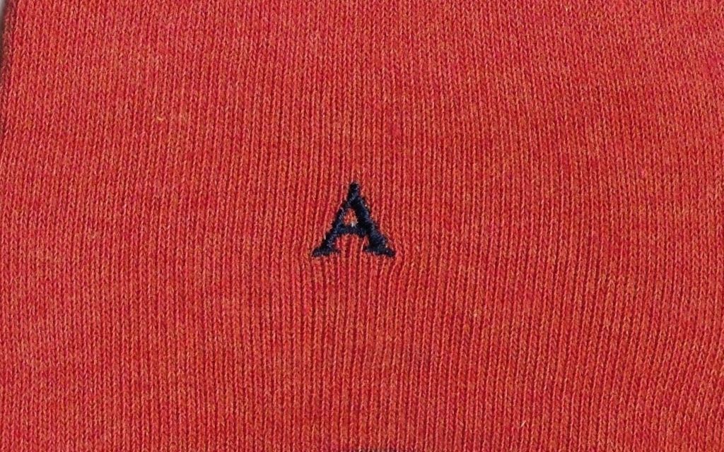 calza uomo arancio melange cotone organico personalizzata iniziali ricamate lettera A A_109A