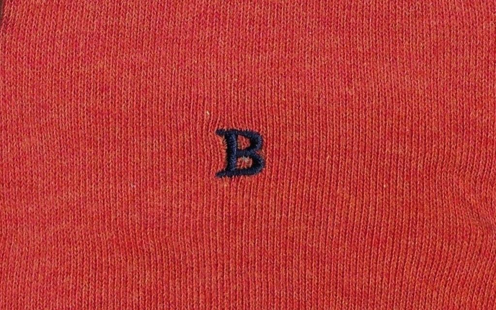 calza uomo arancio melange cotone organico personalizzata iniziali ricamate lettera B B_109A