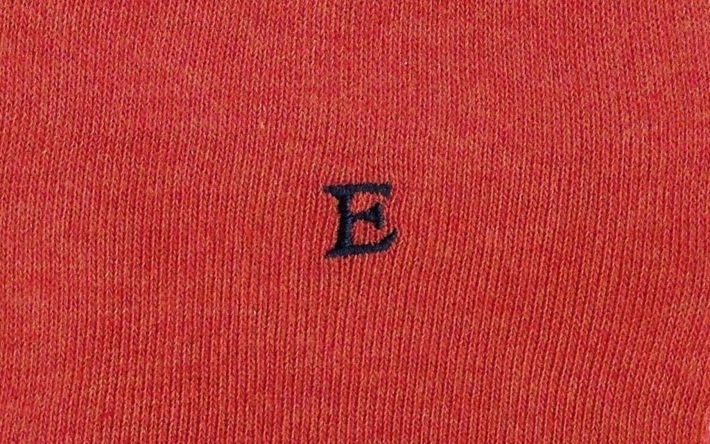 calza uomo arancio melange cotone organico personalizzata iniziali ricamate lettera E E_109A