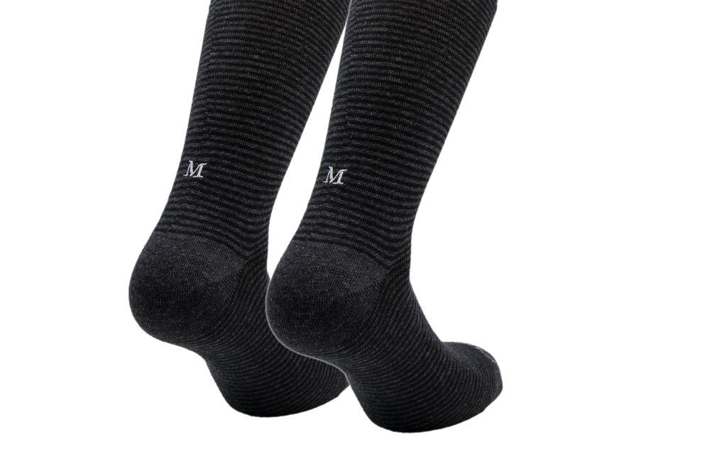 calza uomo riga grigio antracite - nero cotone organico personalizzata iniziali ricamate 401_A