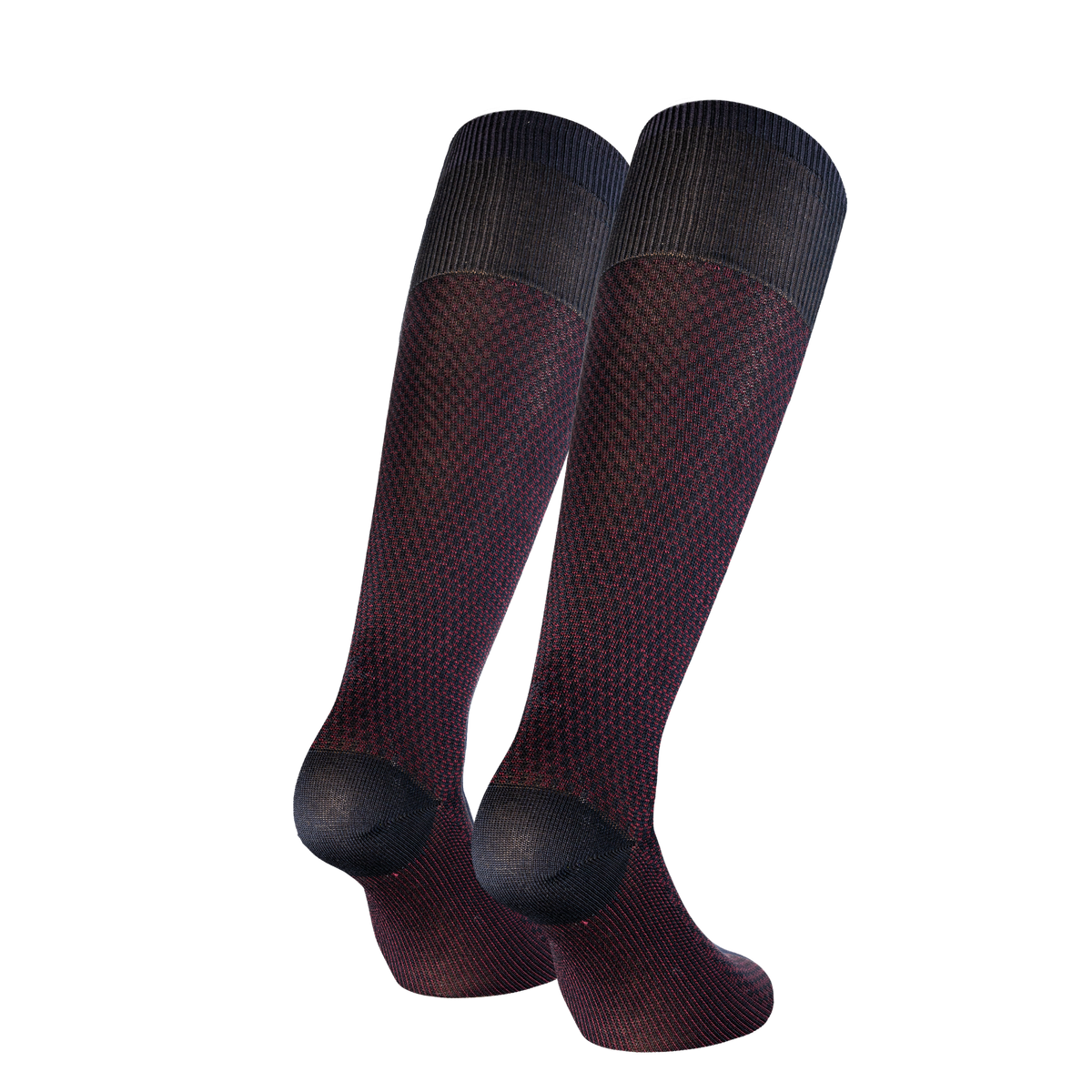 Calze jacquard bordeaux da uomo in cotone mercerizzato con le iniziali ricamate in senape, Individual Socks