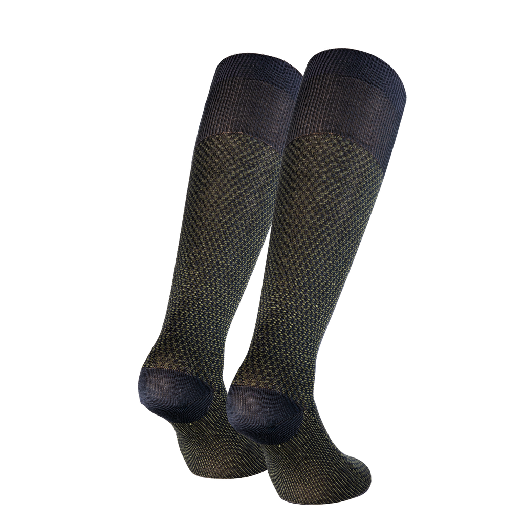 Calze jacquard verde da uomo in cotone mercerizzato con le iniziali ricamate in rosso, Individual Socks