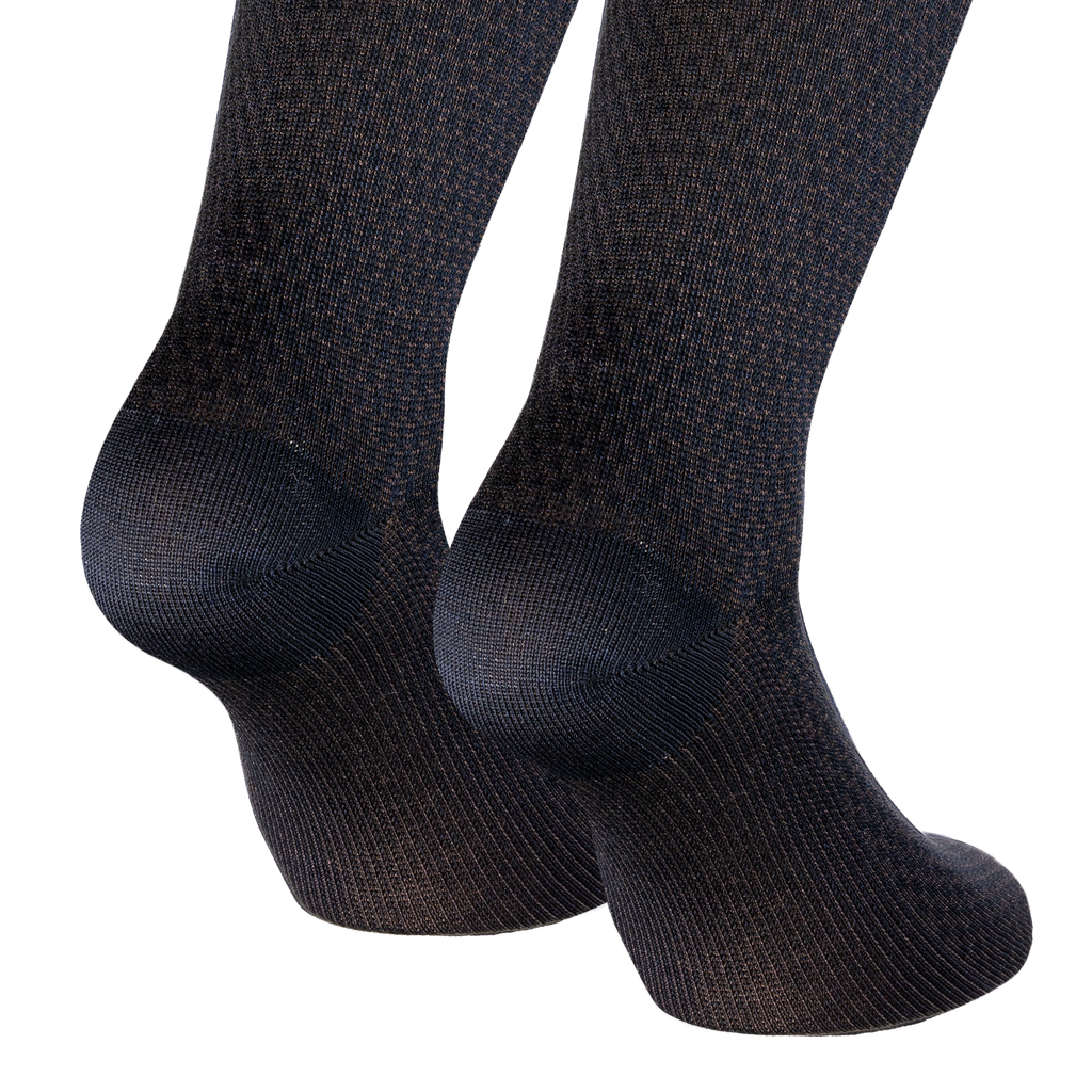 Calze jacquard marrone da uomo in cotone mercerizzato con le iniziali ricamate in senape, Individual Socks