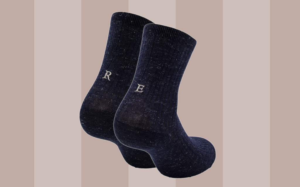 Calze Donna Viscosa Lurex | Blu Iniziali Ricamate Argento | Taglia 36/39 | Lunghezza Caviglia