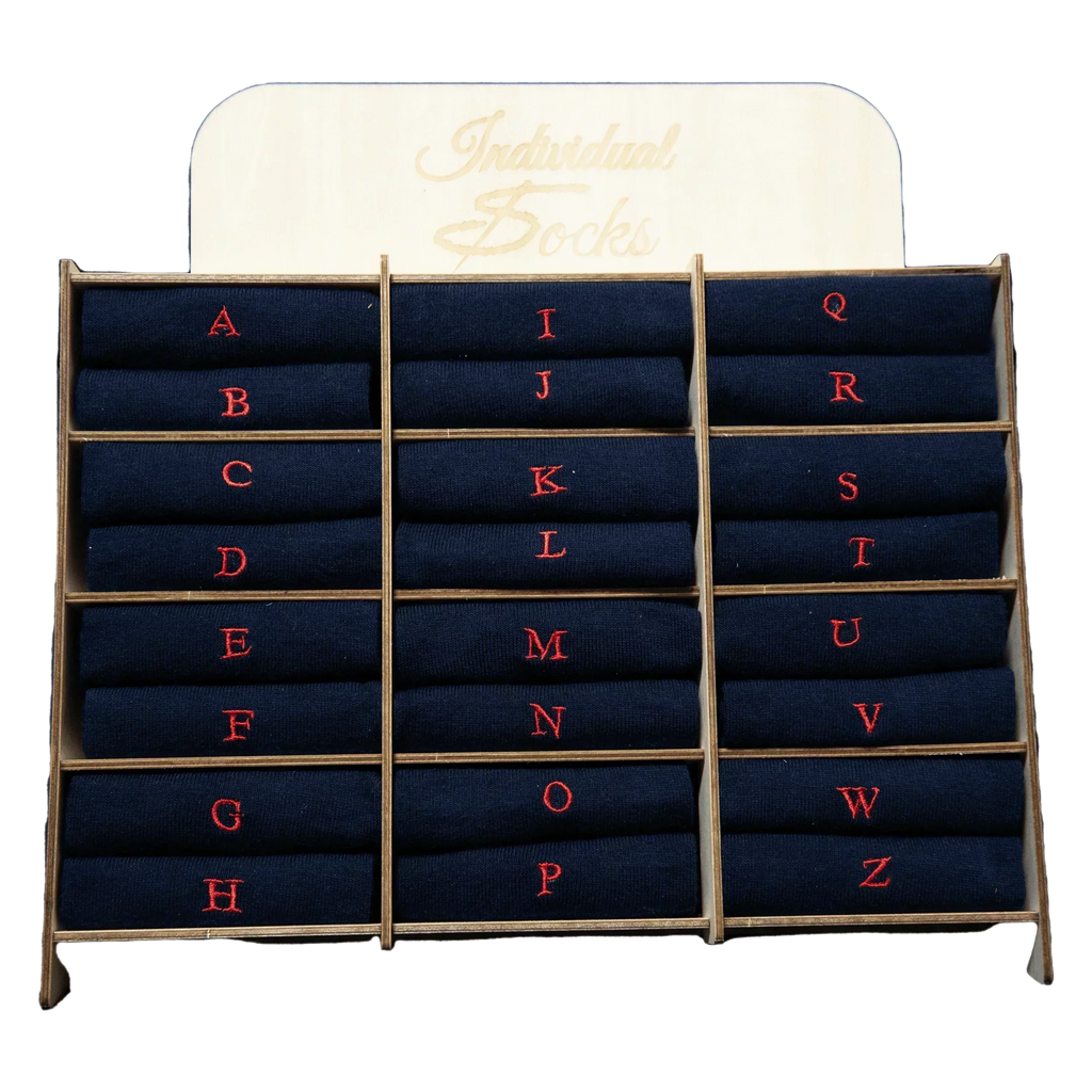 Men's Blue Socks with Red Initials - Stretch Cotton - Size 40/45 - 101