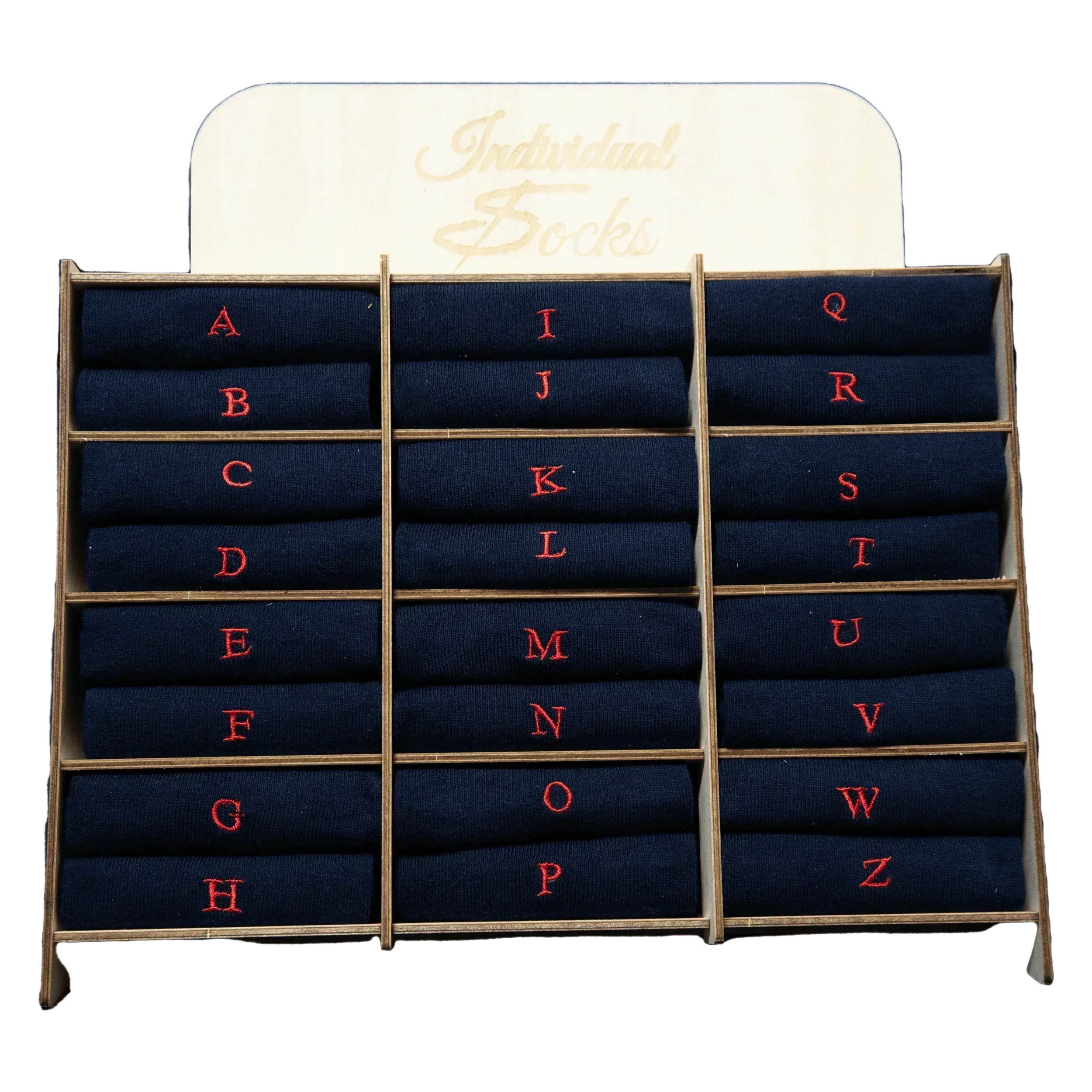 Men's Blue Socks with Red Initials - Stretch Cotton - Size 40/45 - 101