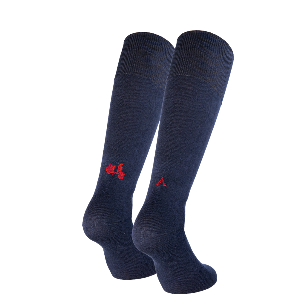 Men's Blue Socks with Red Initials - Stretch Cotton - Size 40/45 - 101