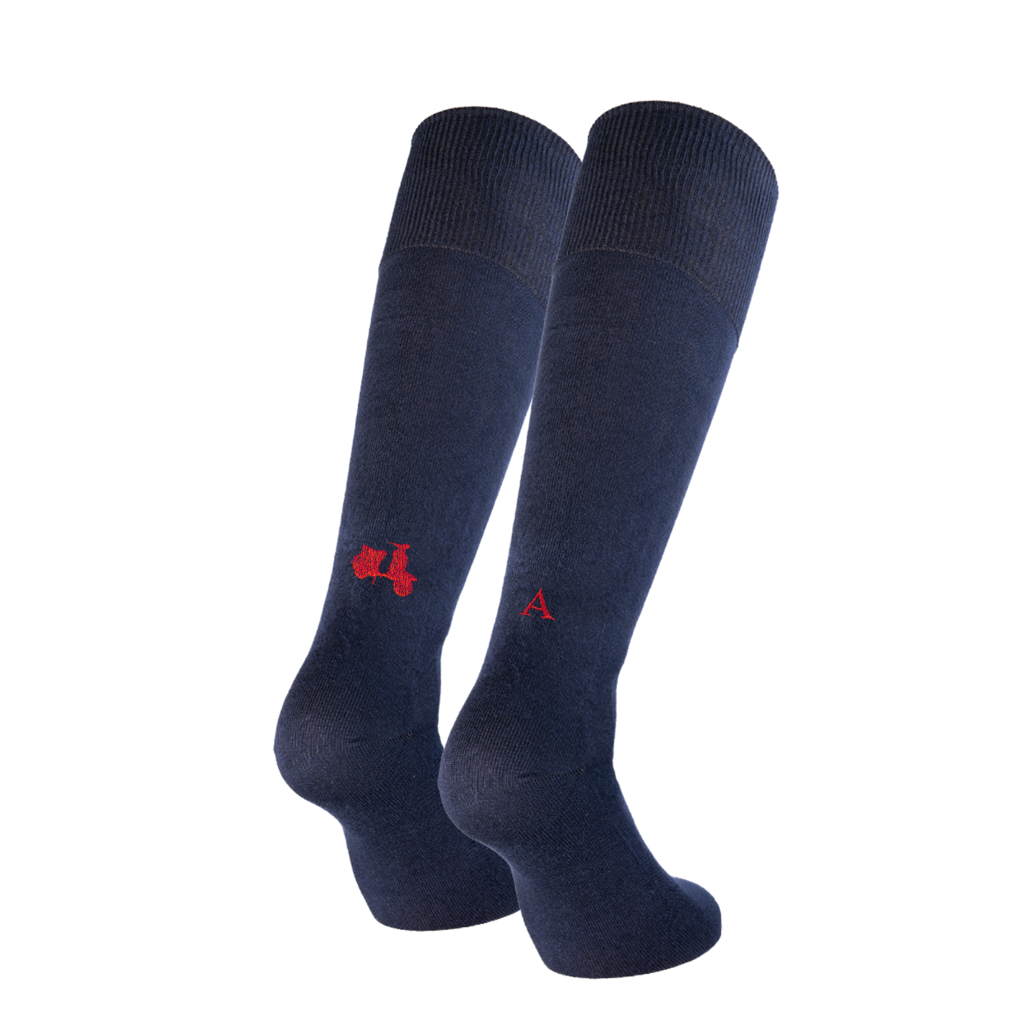 Blaue Herrensocken mit roten Initialen – Stretch-Baumwolle – Größe 40/45 – 101