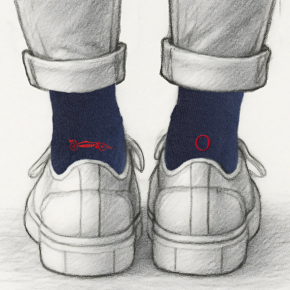 Blaue Herrensocken mit roten Initialen – Stretch-Baumwolle – Größe 40/45 – 101
