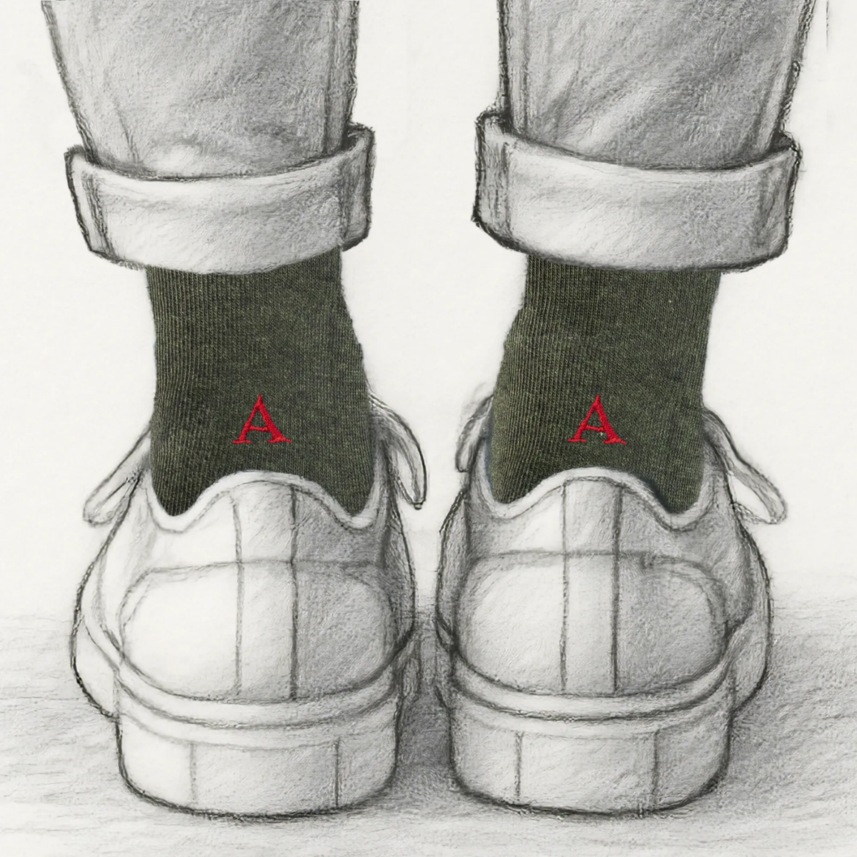Blaue Herrensocken mit roten Initialen – Stretch-Baumwolle – Größe 40/45 – 101