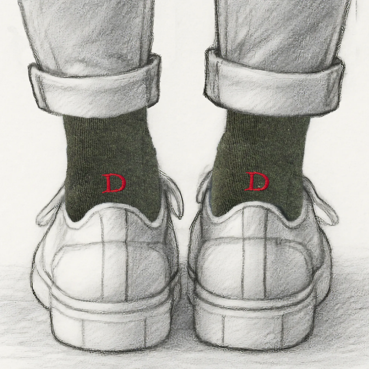 Blaue Herrensocken mit roten Initialen – Stretch-Baumwolle – Größe 40/45 – 101