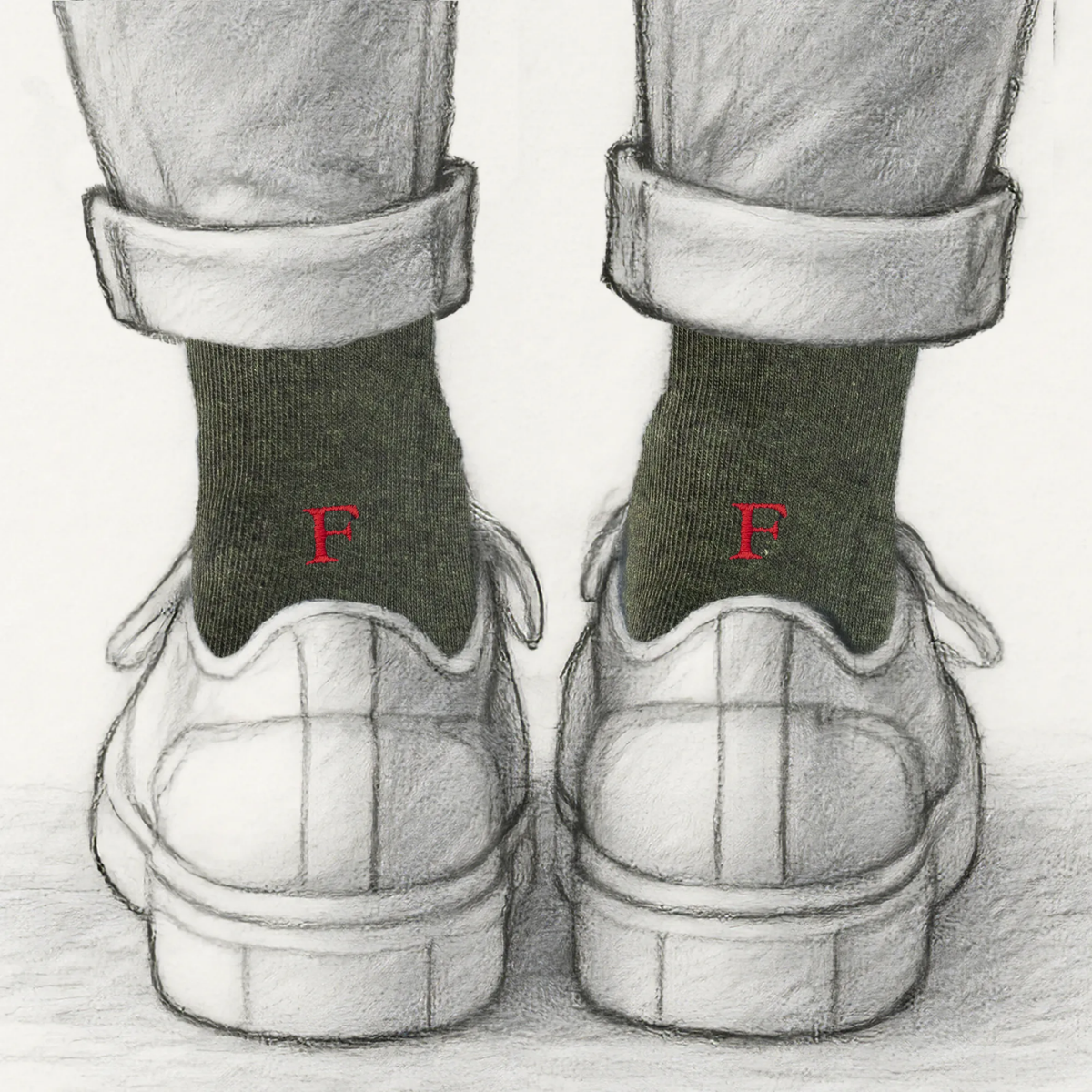 Blaue Herrensocken mit roten Initialen – Stretch-Baumwolle – Größe 40/45 – 101