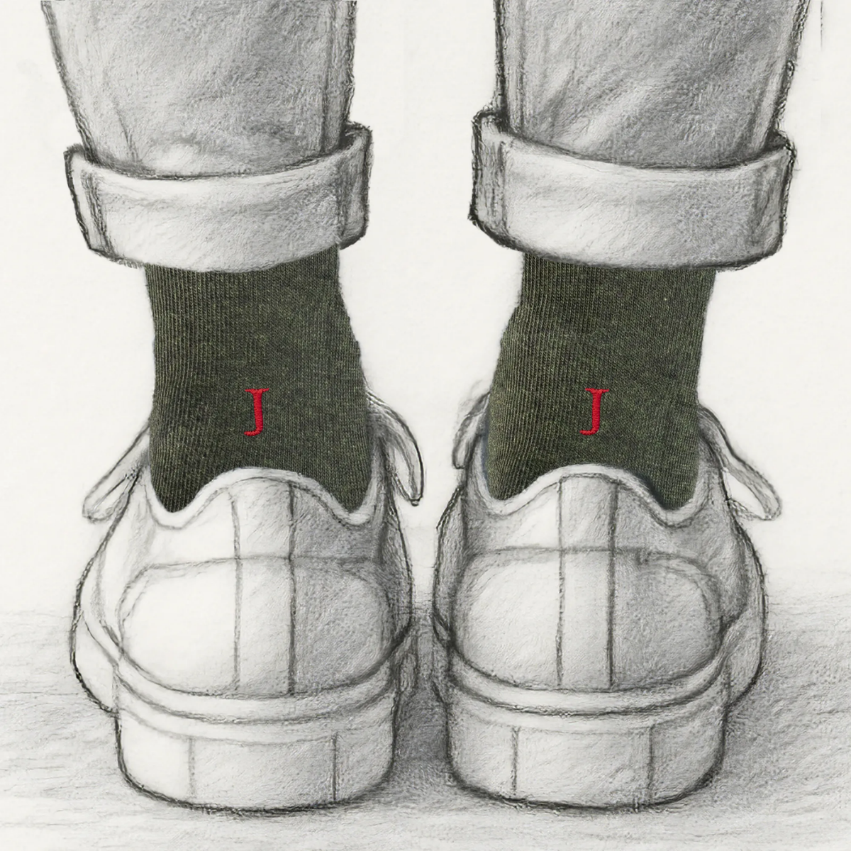 Blaue Herrensocken mit roten Initialen – Stretch-Baumwolle – Größe 40/45 – 101