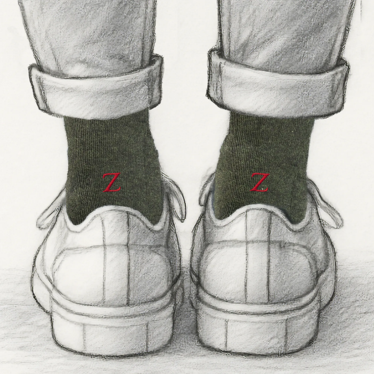 Blaue Herrensocken mit roten Initialen – Stretch-Baumwolle – Größe 40/45 – 101