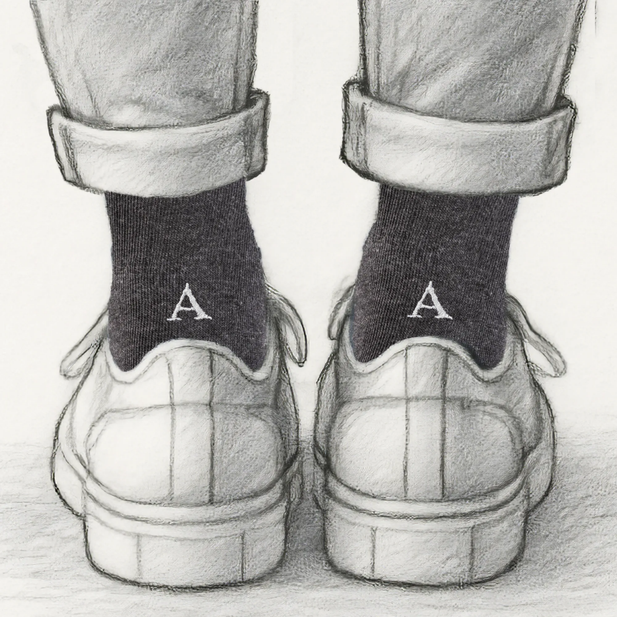 Blaue Herrensocken mit roten Initialen – Stretch-Baumwolle – Größe 40/45 – 101