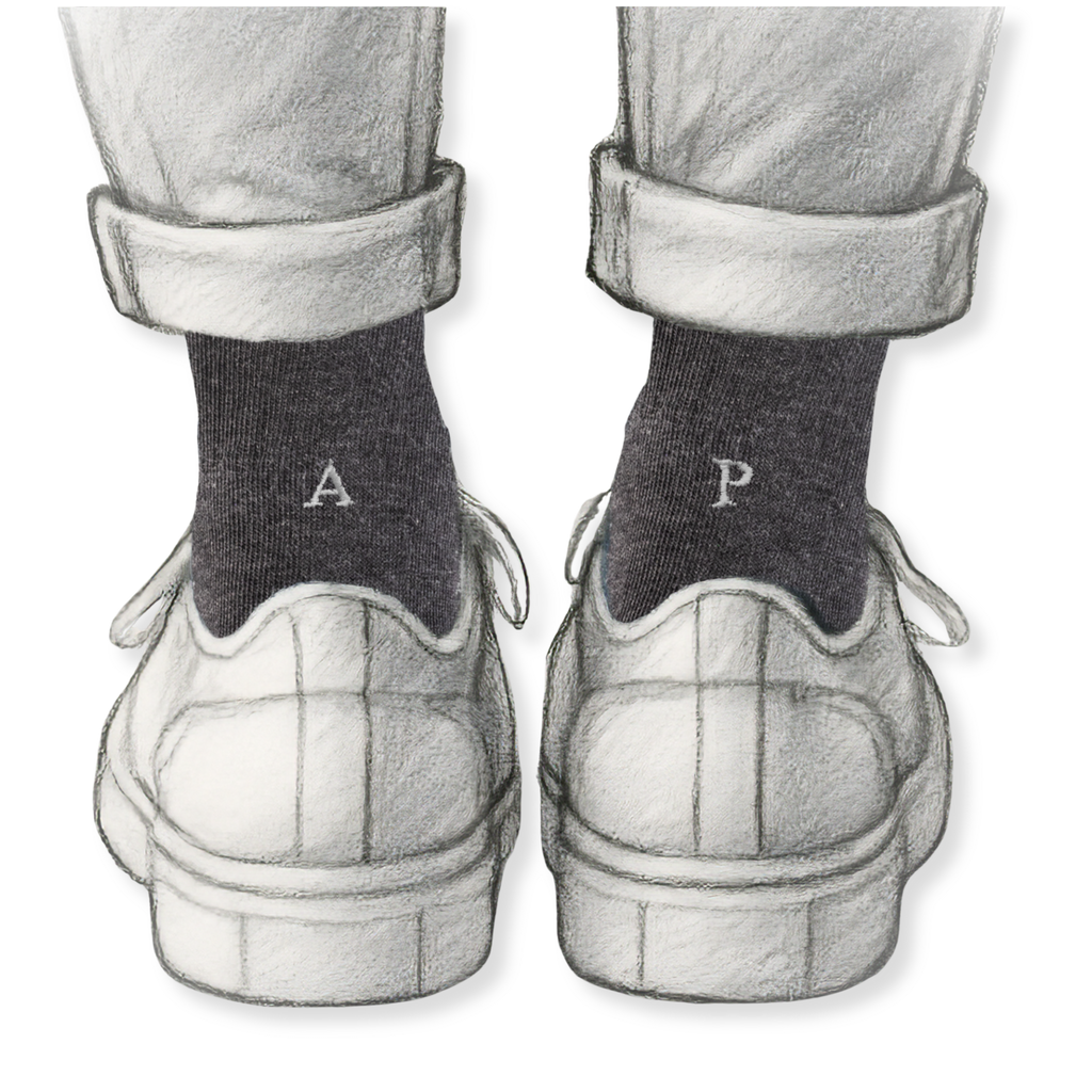 Calze Uomo Cotone Stretch | Grigio Iniziali Ricamate Grigie | Taglia 40/45 | Lunghezza Ginocchio