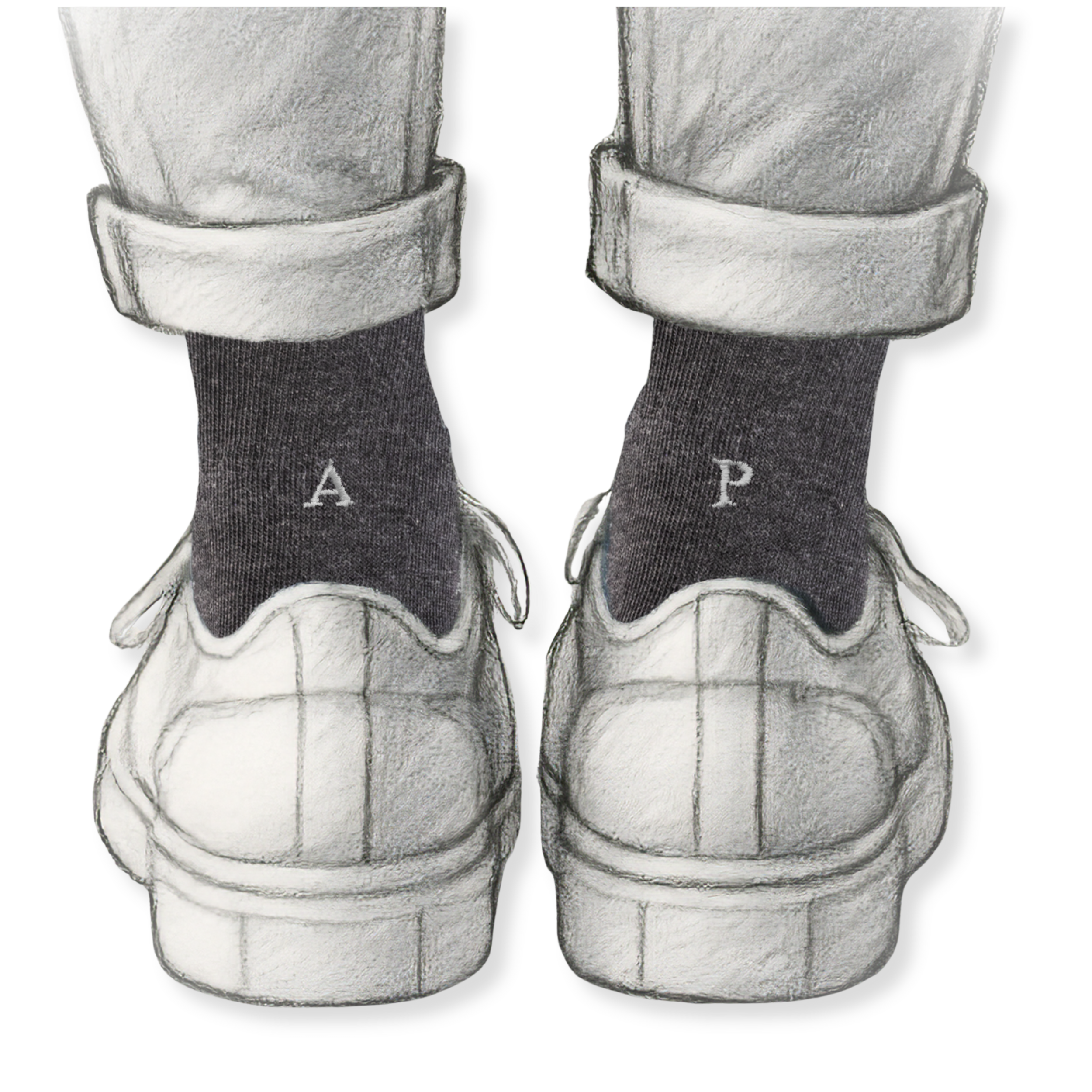 Calze Uomo Cotone Stretch | Grigio Iniziali Ricamate Grigie | Taglia 40/45 | Lunghezza Ginocchio