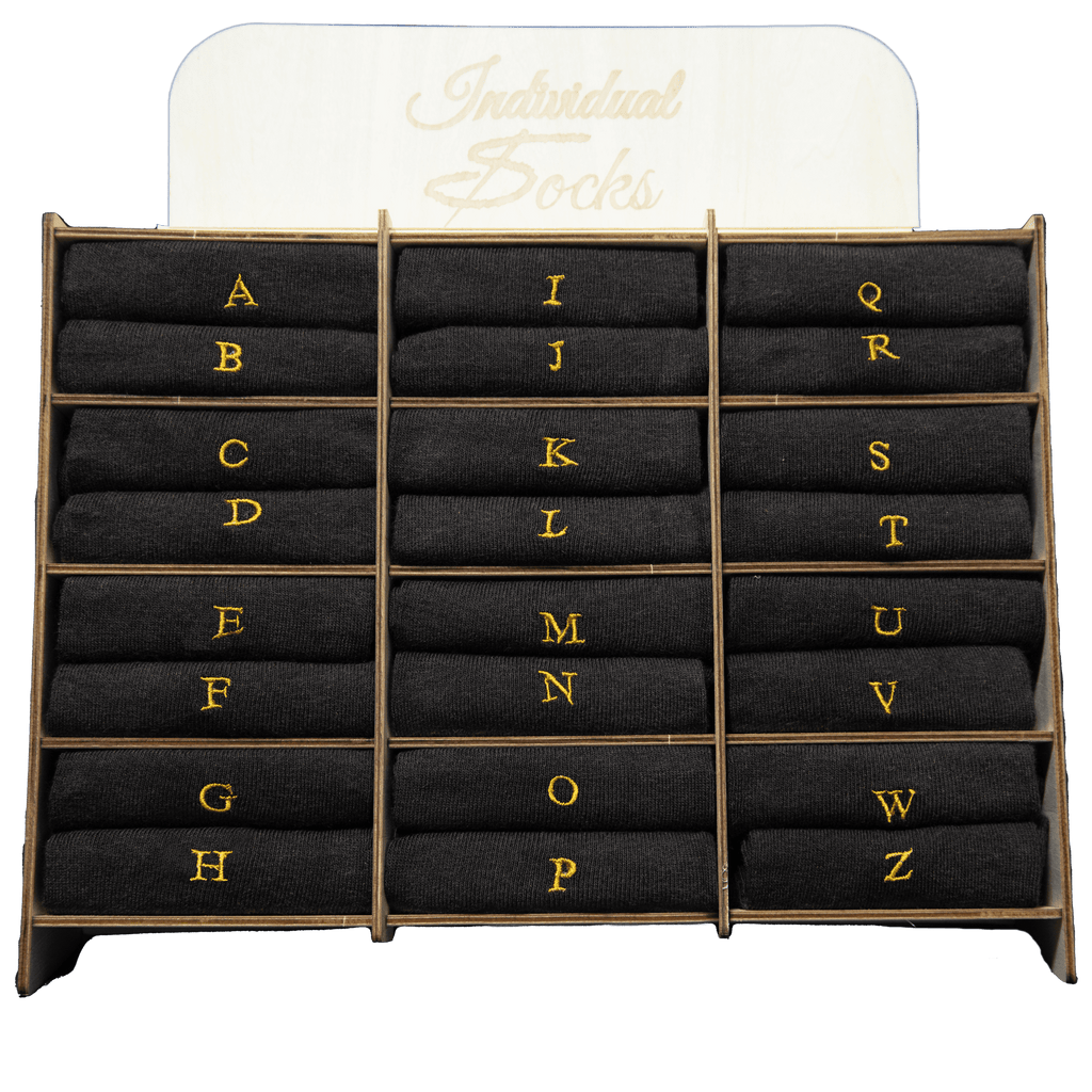 Calze Uomo Cotone Stretch | Marrone Iniziali Ricamate Senape | Taglia 40/45 | Lunghezza Ginocchio