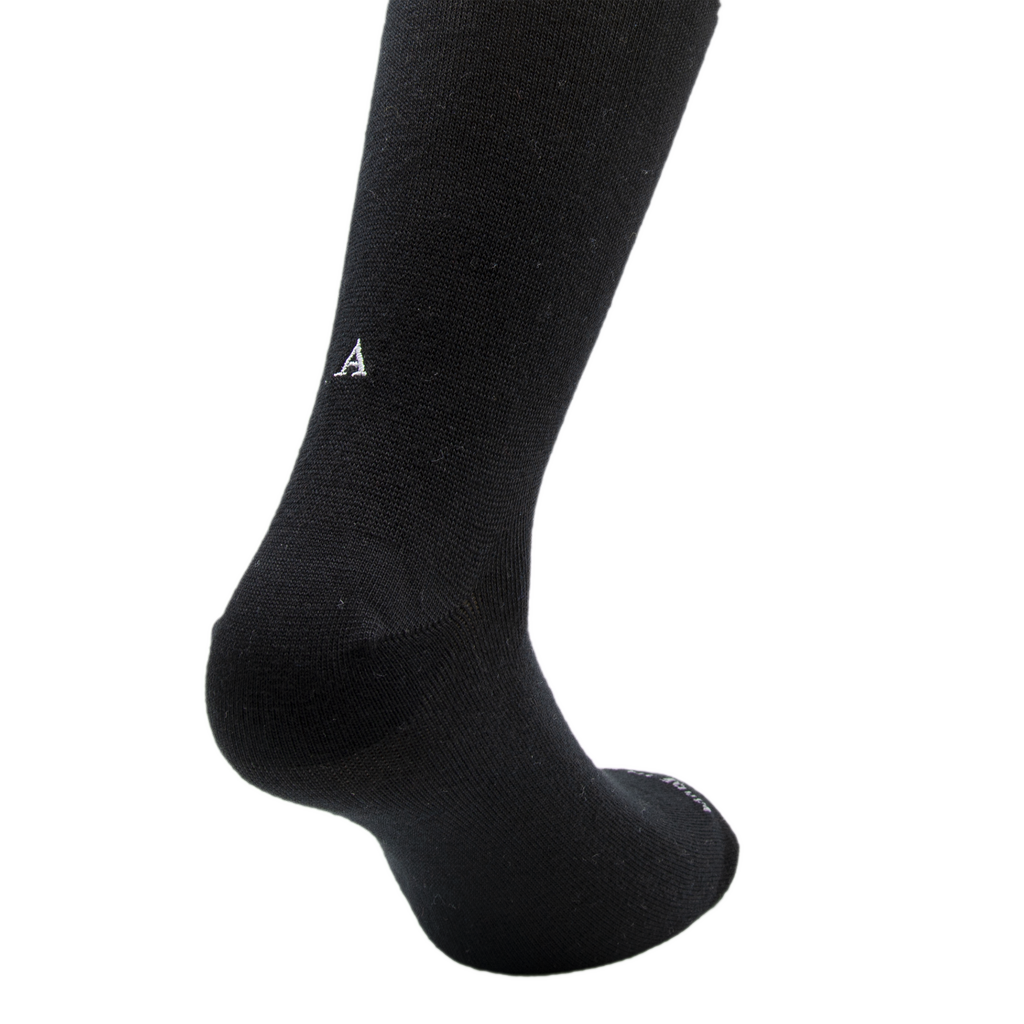 Calze Uomo Cotone Stretch | Nero Iniziali Ricamate Grigie | Taglia 40/45 | Lunghezza Ginocchio
