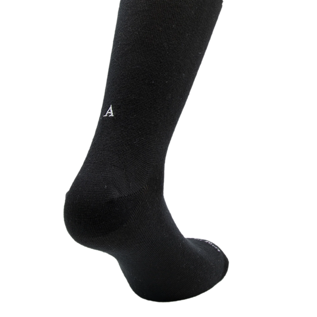 Calze Uomo Cotone Stretch | Nero Iniziali Ricamate Grigie | Taglia 46/48 | Lunghezza Ginocchio